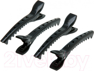 Набор зажимов для волос Dewal Крокодил / JB0024  (4шт, черный)