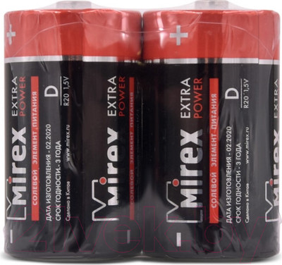 Комплект батареек Mirex R20 D 1.5V / 23702-ER20-S2 (2шт)