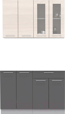Кухонный гарнитур Интерлиния Мила 12 без столешницы (вудлайн кремовый/антрацит)