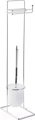 Стойка для туалетной бумаги с ершиком Bisk Basic Square 07559