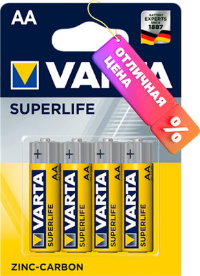 Комплект батареек Varta Superlife Mingo 4AA R6P / 2006101414 (4шт)