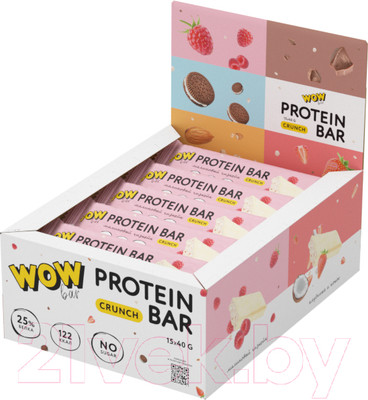 Набор протеиновых батончиков Prime Kraft Wowbar Crunch Малиновый чизкейк (15x40гр)