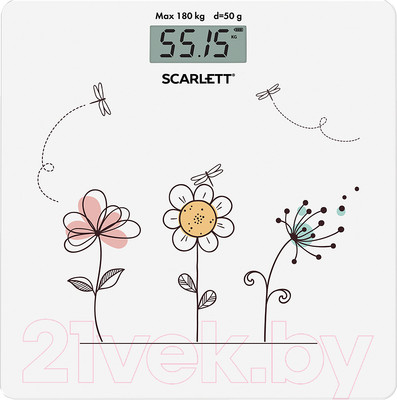 Напольные весы электронные Scarlett SC-BS33E025 (цветы графика)