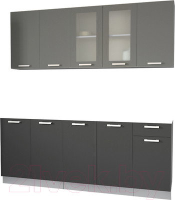 Кухонный гарнитур Интерлиния Мила 20 Без столешницы (серебристый/антрацит)