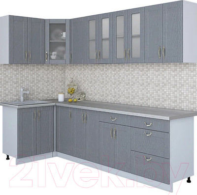 Кухонный гарнитур Interline Мила Крафт 1.2x2.8 (дуб серый/дуб серый/травертин серый)