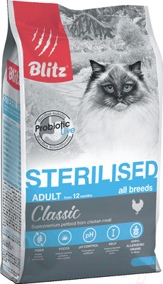 Сухой корм для кошек Blitz Pets Classic Sterilised Cats Chicken / 4357 (0.4кг)