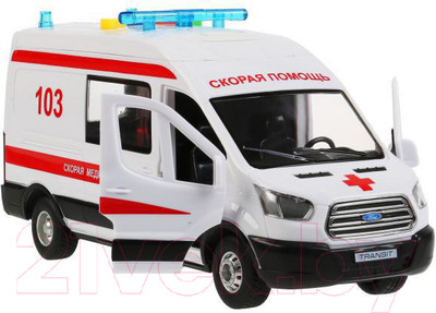 Автомобиль игрушечный Технопарк Ford Transit Скорая / TRANSITVAN-22PLAMB-WH