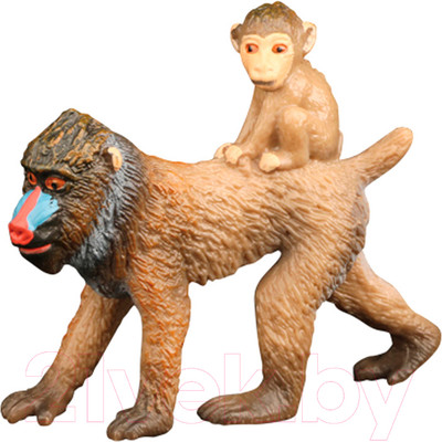 Фигурка коллекционная Masai Mara Мир диких животных Обезьяна Мандрил с детенышем / MM211-162