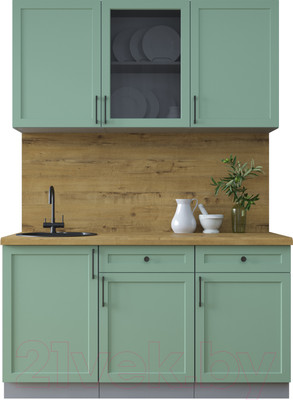 Кухонный гарнитур Интерлиния Тренд 1.5А  (мята/мята/дуб бунратти)