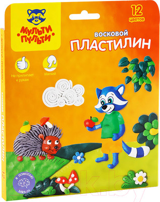 Пластилин восковой Мульти-пульти Енот в лесу / ВП_11058 (12цв)