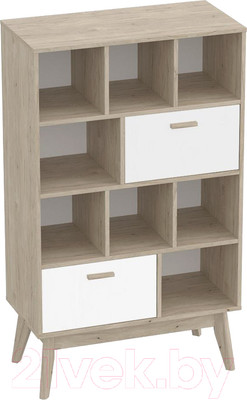 Стеллаж Мебельград Калгари (дуб натуральный светлый/белый матовый)