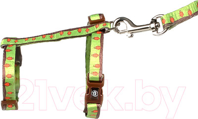 Шлея с поводком Duvo Plus Морковки / 11927/green (зеленый)