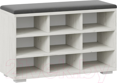 Тумба в прихожую ТриЯ Тип 10 (дуб крафт белый/велюр графит)