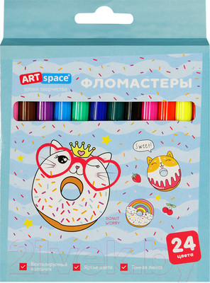 Фломастеры ArtSpace Кот-сластена / WP24_27022 (24цв)