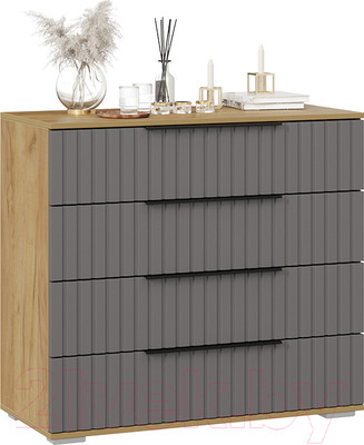 Комод ТриЯ Хилтон (дуб крафт золотой/графит матовый)
