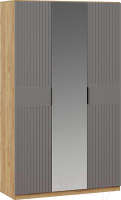 Шкаф ТриЯ Хилтон комбинированный (дуб крафт золотой/графит матовый)