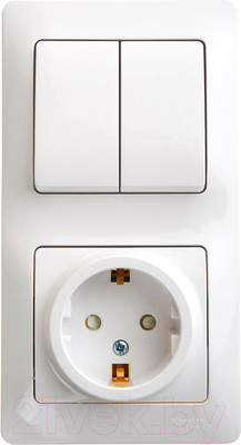 Блок выключатель+розетка Systeme (Schneider) Electric Glossa GSL000174