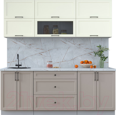 Кухонный гарнитур Интерлиния Тренд 2.1Б (луна/белый/серый каспий)