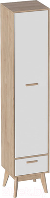 Шкаф-пенал Мебельград Калгари 1-дверный (дуб натуральный светлый/белый матовый)