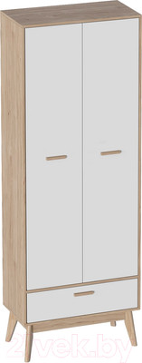 Шкаф Мебельград Калгари 2-х дверный (дуб натуральный светлый/белый матовый)
