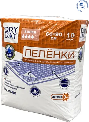 Набор пеленок одноразовых детских Modum Dry Day Super 60x90 (10шт)