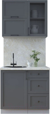 Кухонный гарнитур Интерлиния Тренд 0.9Б (пепел/пепел/опал светлый)