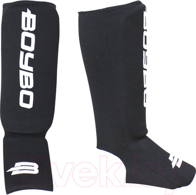 Защита голень-стопа для единоборств BoyBo Хлопчатобумажная BF243 (2XS, черный)