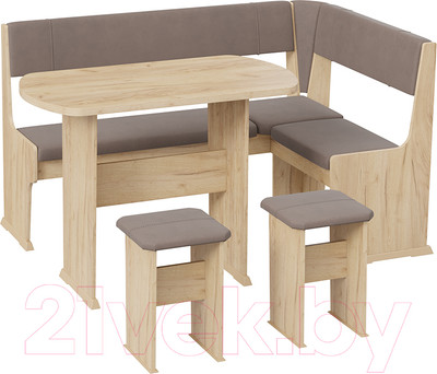 Обеденная группа ТриЯ Рио (дуб крафт золотой/микровелюр Duna Stone)