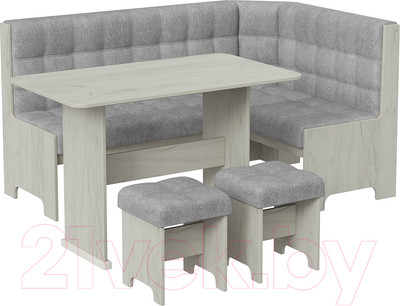 Обеденная группа ТриЯ Флорида (дуб крафт белый/микровелюр Wellmart Silver)