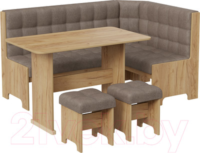 Обеденная группа ТриЯ Флорида (дуб крафт золотой/микровелюр Wellmart Latte)