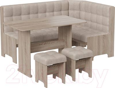 Обеденная группа ТриЯ Флорида (дуб сонома трюфель/микровелюр Wellmart Dark Beige)