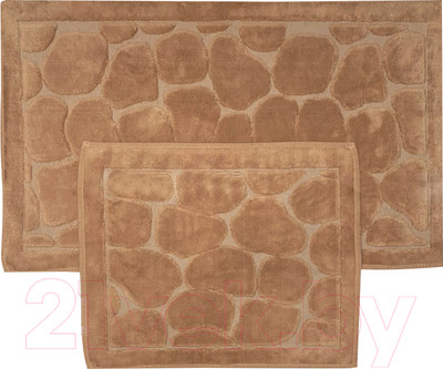 Набор ковриков для ванной и туалета Karven Tas / KV 427 (Eko Hali Rengi/темно-бежевый)