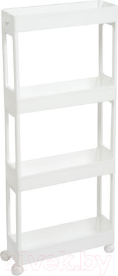 Этажерка Violet Узкая 4-х ярусная на колесах / 760406 (белый)