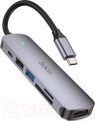 USB-хаб Hoco HB28 Type-C (металлик)