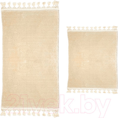 Набор ковриков для ванной и туалета Karven Post Dokuma Sacakli / KV 414 (Bej/бежевый)