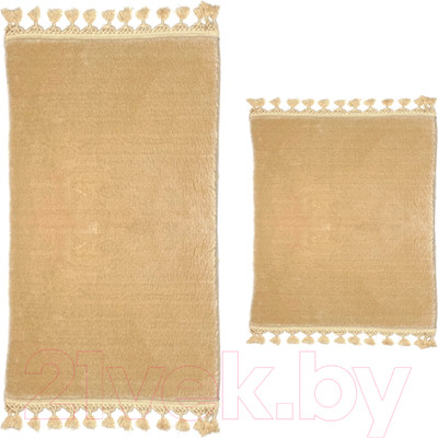 Набор ковриков для ванной и туалета Karven Post Dokuma Sacakli / KV 414 (Cappucino/капучино)