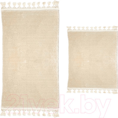 Набор ковриков для ванной и туалета Karven Post Dokuma Sacakli / KV 414 (Vizon/светло-бежевый)