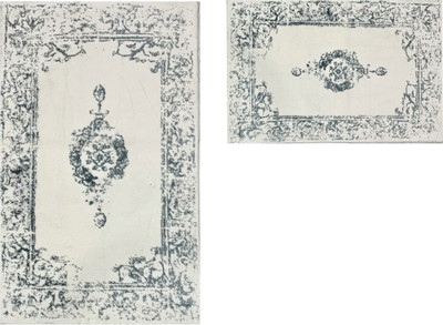 Набор ковриков для ванной и туалета Zebra Casa Karsten / KV 267 (Ekru/Mavi/молочный/голубой)