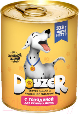 Влажный корм для собак Doyzer Для крупных пород с говядиной (338г)