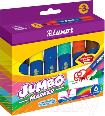 Фломастеры Luxor Jumbo / 6190/Box (6цв)