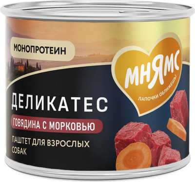 Влажный корм для собак Мнямс Бразато по-итальянски говядина с морковью / 170968 (200г)