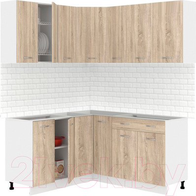 Кухонный гарнитур Кортекс-мебель Корнелия Лира 1.5x1.5 без столешницы (дуб сонома)