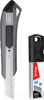 Нож канцелярский Berlingo Razzor 200 со сменными лезвиями / BM4130_2d (серый)