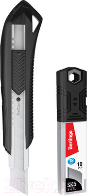 Нож канцелярский Berlingo Razzor 200 со сменными лезвиями / BM4130_2a (черный)