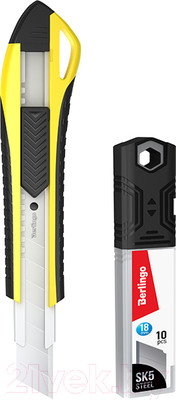 Нож канцелярский Berlingo Razzor 300 со сменными лезвиями / BM4132_2b (желтый)
