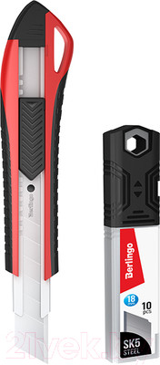 Нож канцелярский Berlingo Razzor 300 со сменными лезвиями / BM4132_2a (красный)