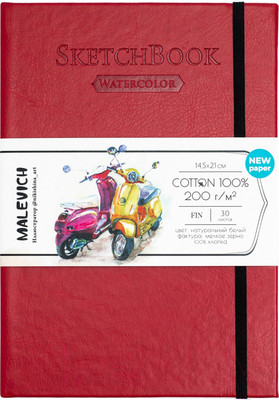 Скетчбук Малевичъ 401521 (30л, красный)