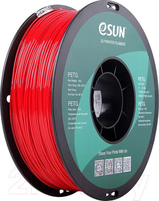 Пластик для 3D-печати eSUN PETG / PETG175FR1 (1.75мм, 1кг, пожарный красный)
