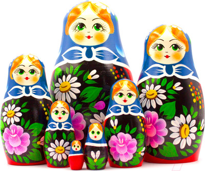 Матрешка сувенирная Брестская Фабрика Сувениров С георгинами и ромашками / 7006