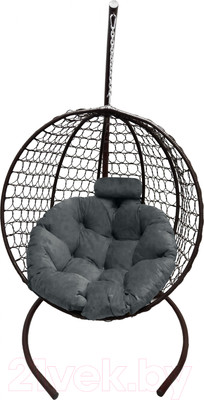 Кресло подвесное Craftmebelby Кокон Круглый премиум (коричневый/серый)